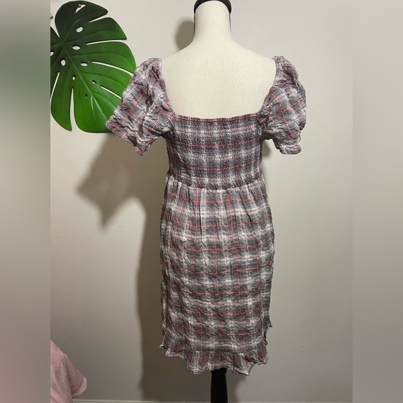 Anthropologie Maeve Flutter-Sleeved Mini Dress size small plaid - Picture 9 of 9